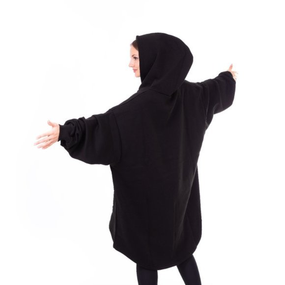 The Hoodie Oversized Knit Sweatshirt Black - Picture 3 of 12